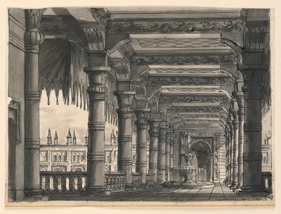 Design de palco, Loggia com fonte em um palácio oriental de Romolo Achille Liverani