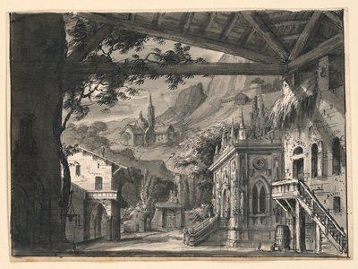 Cenário: Village in Hilly Landscape, para L