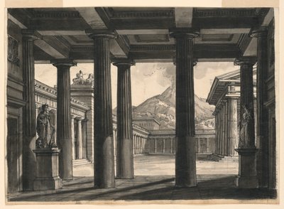 Cenário para a ópera "O Último Dia de Pompéia", no La Scala, Milão, 1827 de Romolo Achille Liverani