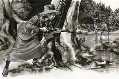 Annie Oakley a matar um veado de Ron Embleton