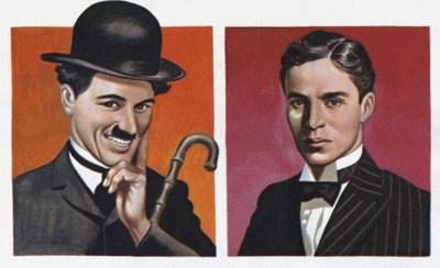 Charlie Chaplin, de fato e como era na realidade (litografia a cores) de Ron Embleton