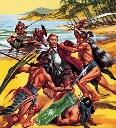 Morte de Fernão de Magalhães de Ron Embleton