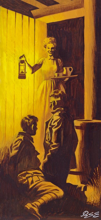 Edith Cavell escondendo soldados aliados (guache sobre papel) de Ron Embleton