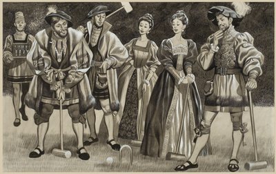 Francisco I (1494-1547) Jogando Croquet (guache sobre papel) de Ron Embleton
