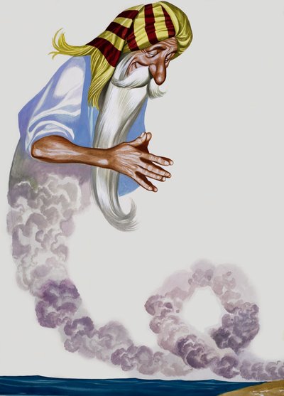 Génio (guache sobre papel) de Ron Embleton