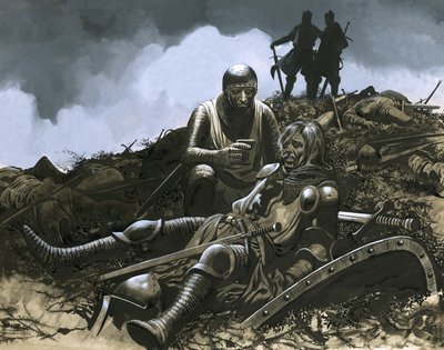 Na batalha, as flechas caíram como neve de Ron Embleton