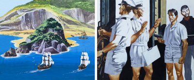 Men of the Jolly Roger: The Pirate Flags Come Down (guache sobre papel) de Ron Embleton