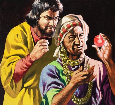 Ameaça dos Canibais, de "As Viagens de Marco Polo de Ron Embleton