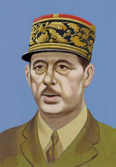 Retrato de Charles De Gaulle (guache sobre papel) de Ron Embleton