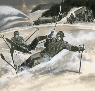 Esquiadores e máquinas de neve de Ron Embleton