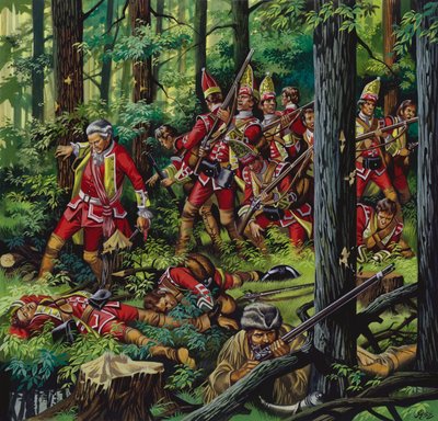 O Massacre de Braddock (guache sobre papel) de Ron Embleton