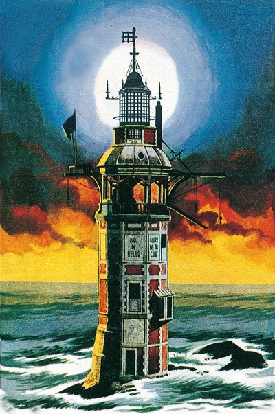 O primeiro farol de Eddystone (litografia) de Ron Embleton