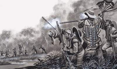 Sob ataque dos índios Chavante de Ron Embleton