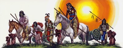 Índios nativos americanos vencidos (guache sobre papel) de Ron Embleton