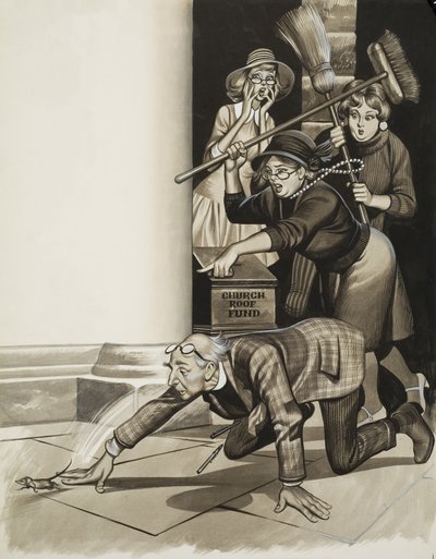 O vigário e as mulheres (guache sobre papel) de Ron Embleton