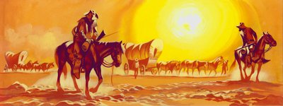 Trilho de carroça no calor abrasador (guache sobre papel) de Ron Embleton