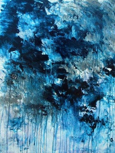 Abstrato em Azul Dinâmico de Ron Halfant