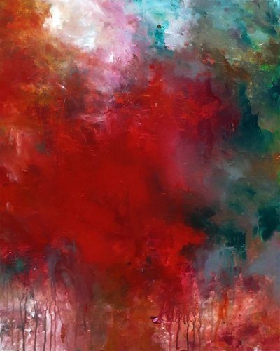 Energia Abstrata Vermelha Dinâmica de Ron Halfant