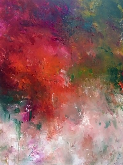 Vermelho, Rosa, Fluido, Abstrato de Ron Halfant