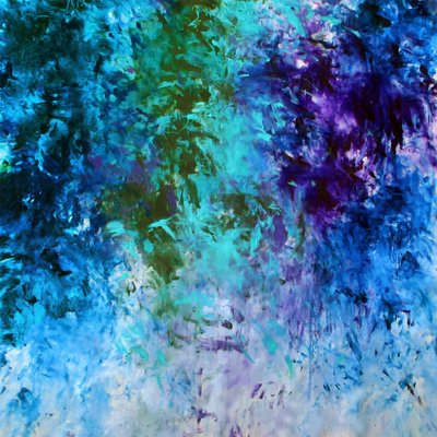 Azul-petróleo vibrante – Abstrato de Ron Halfant