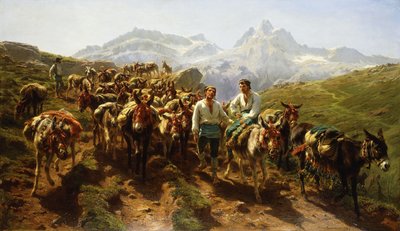 Muleteiros espanhóis atravessando os Pirenéus, 1857 de Rosa Bonheur