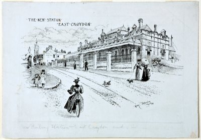A Nova Estação, East Croydon, julho de 1896 (tinta no papel) de Rosa Clementina Petherick