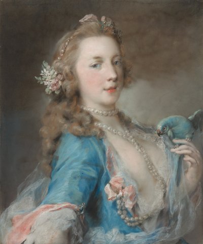 Uma jovem com um papagaio de Rosalba Carriera