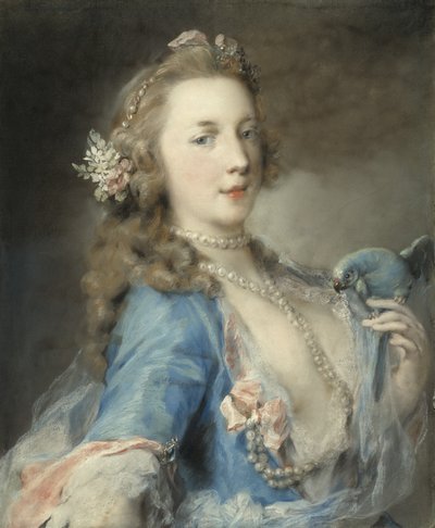 Uma jovem senhora com um papagaio, c.1730 de Rosalba Giovanna Carriera