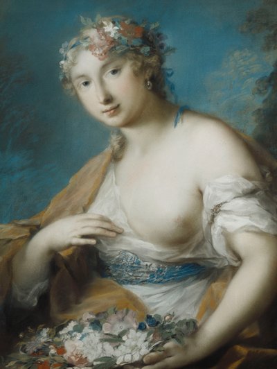 Flora, Meio Comprimento, Segurando uma cesta de flores, de Rosalba Giovanna Carriera