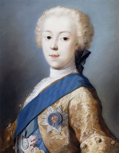 Retrato do príncipe Charles Edward Stuart, busto, em perfil à esquerda, de Rosalba Giovanna Carriera