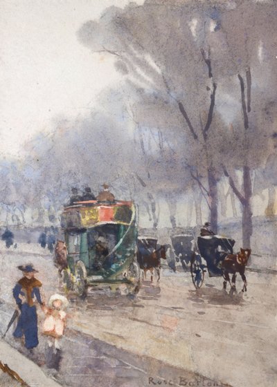 Park Lane com Omnibus (aguarela) de Rose Maynard Barton