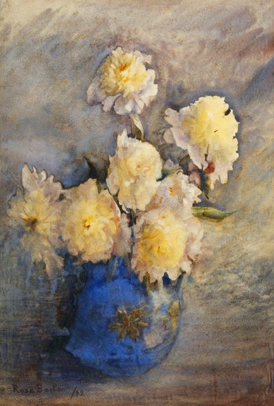 Peônias em um vaso azul, 1899 de Rose Maynard Barton