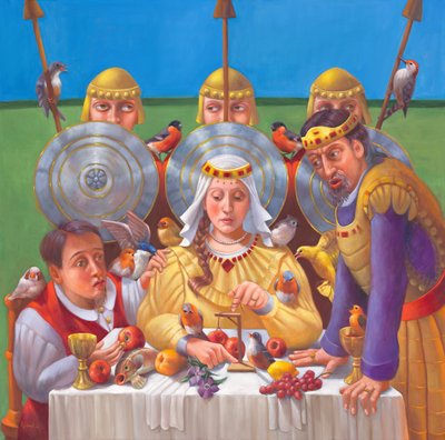 O Segundo Banquete de Ester, 2023 (óleo sobre tela) de Rosemarie Adcock