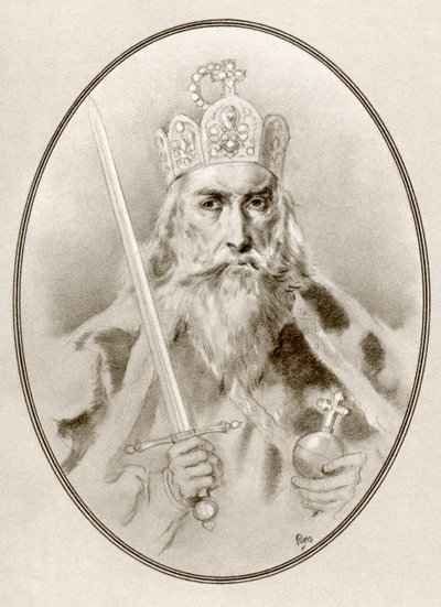Carlos Magno, também conhecido por Carlos o Grande ou Carlos I, de Living Biographies of Famous Rulers (Biografias Vivas de Governantes Famosos). de Ross Gordon