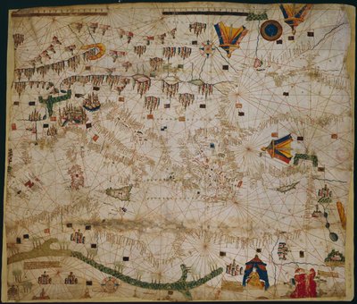 Carta náutica do Mar Mediterrâneo e do Mar Negro, década de 1440 de Rossell
