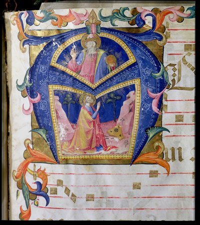 Corale - Graduale no.5 Histórica inicial "A", representando o rei Davi e Deus Pai de Rossello Franchi