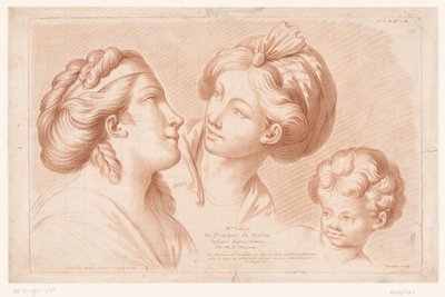 Impressão do título com duas cabeças femininas e uma cabeça de criança
IV Cahier de Principes du Dessin d