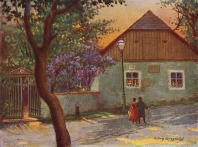 A casa de campo de Johann Strauss no subúrbio de Viena Salmannsdorf (cor litho) de Rudolf Klingsbogl