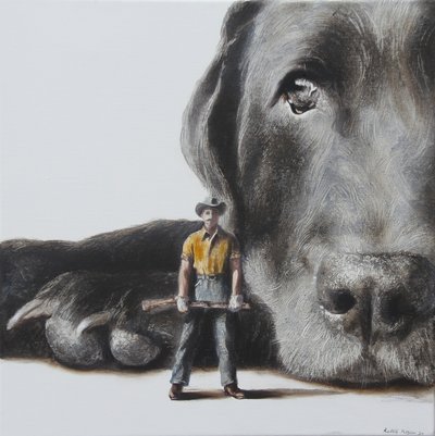 Caçador e Cão Gigante de Rudolf Kosow