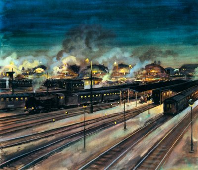 Caminhos-de-ferro alemães - Estação Central de Munique à noite de Rudolf Lipus