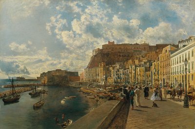 Na praia de Santa Lucia em Nápoles de Rudolf von Alt