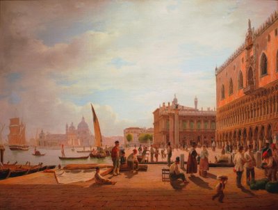 Vista da Piazzetta de Veneza com o Palácio Ducal e San de Rudolf von Alt