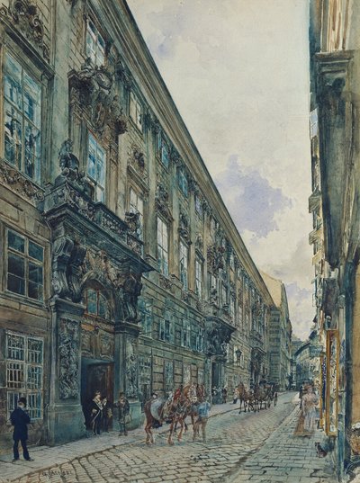 O palácio de inverno do príncipe Eugene de Savoy em Himmelpfortgasse em Viena de Rudolf von Alt