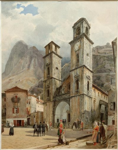 A praça da catedral em Cattaro de Rudolf von Alt