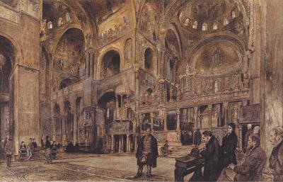 Alemão: Vista interior da Igreja de São Marcos em Veneza de Rudolf von Alt