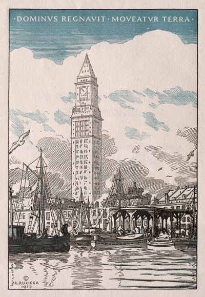 A torre da alfândega vista da orla de Rudolph Ruzicka