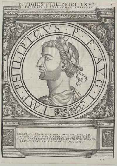 Imperador romano oriental Philippikos Bardanes (gravura) de Rudolph Wyssenbach