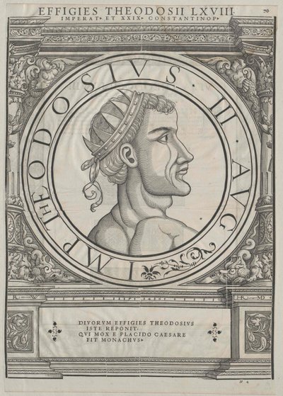Imperador romano oriental Teodósio III (gravura) de Rudolph Wyssenbach