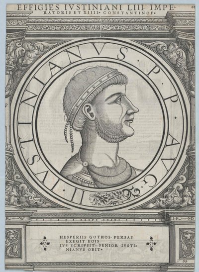 Imperador do Império Bizantino Justiniano I (impressão) de Rudolph Wyssenbach