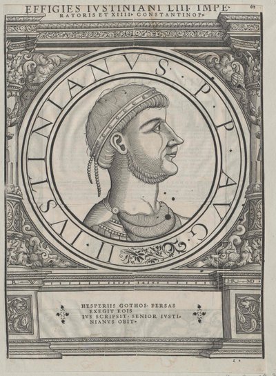 Imperador do Império Bizantino Justiniano I (impressão) de Rudolph Wyssenbach